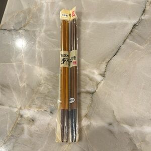 Set of 2 Pairs Japanese Natural Wood Chopsticks - Made in Japan NEW